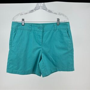 Ann Taylor Loft Teal Green Blue Aqua Women's 100% Cotton Flat Front Chino Shorts